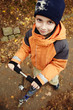 Boy driving a scooter