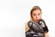 Pretty blonde woman working out