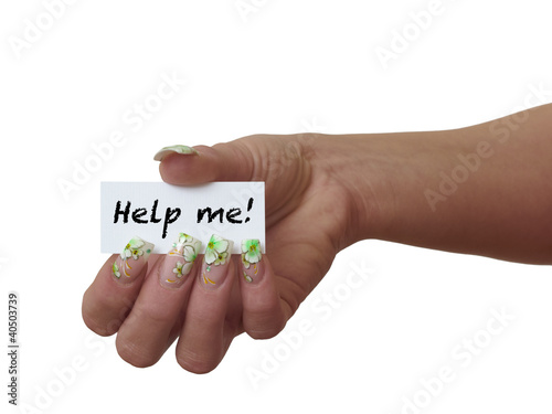 Foto: Note in Woman Hand Help me! Note in Woman Hand Help me!