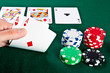 Chip and cards for the poker.