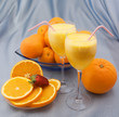 Two crystal glass of squeezed orange juice Two crystal glass of squeezed orange juice