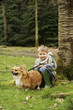 Boy and pet dog