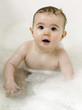 Baby girl taking a bath