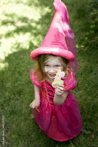 Photo: High angle view of little girl wearing princess dress and hennin High angle view of little girl wearing princess dress and hennin