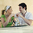 Couple enjoying their drinks