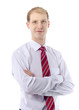 portrait of a handsome young business man standing isolated agai