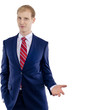 Business man presenting over a white background