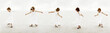 Girl in white playing with sand on the beach