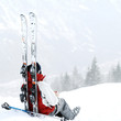Skier sitting alone