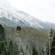Chair lift on mountain top