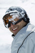 Man's head covered by snow