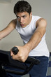 Man sitting on exercise bike