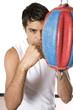 Man training with punching bag