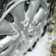 Car wheel with soap sud