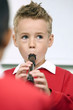Boy playing the recorder