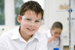Boy in science lab