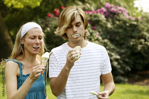 Photo: Man and woman eating ice cream Man and woman eating ice cream