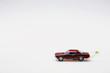 Toy car with leaf in exhaust pipe