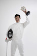 Man holding trophy