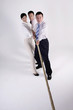 Business people tugging rope