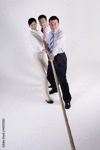 Foto: Business people tugging rope Business people tugging rope
