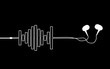 in-ear headphones with wires looking like sound equalizer