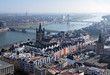 View from Cologne Cathedral on Old Town and Rhine river, Germany