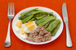 salad with tuna on the white plate