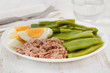 salad with tuna on the white plate