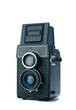 Photo: old,vintage camera with two lenses on a white background old,vintage camera with two lenses on a white background