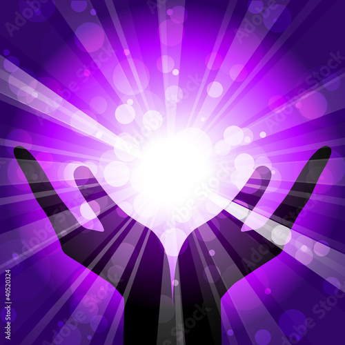 Vector: Vector illustration of hands with light Vector illustration of hands with light