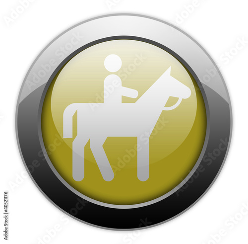 Illustration: Yellow Metallic Orb Button "Horse Trail" Yellow Metallic Orb Button "Horse Trail"