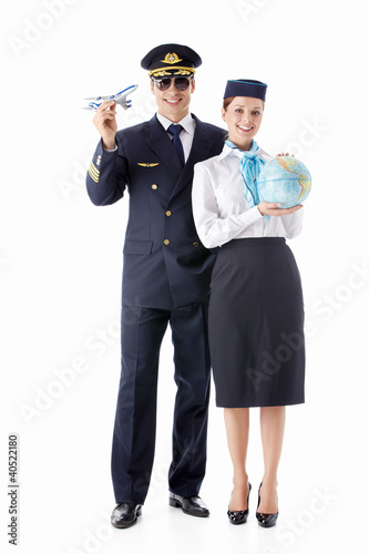 Photo: The pilot and stewardess The pilot and stewardess