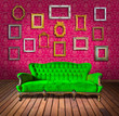 vintage luxury armchair and frame in room