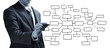 Businessman drawing empty diagram