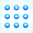 Set of blue glossy weather icons