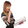 Young cute business woman with a book in her hands
