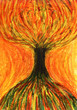 Yellow orange tree. Art painting