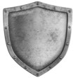 aged metal shield isolated on white
