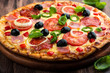Pizza with Salami, Tomato and Chili Pepper