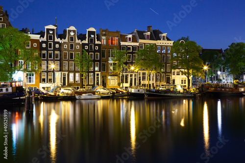 Photo: colorful houses in Amsterdam at night colorful houses in Amsterdam at night