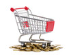 shopping cart and coins