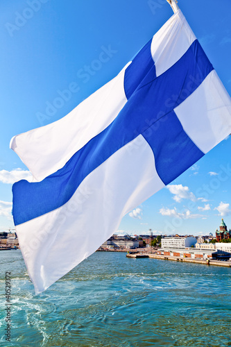 Photo: Waving Finnish Flag Waving Finnish Flag