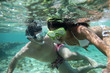 Couple snorkeling in Caribbean waters