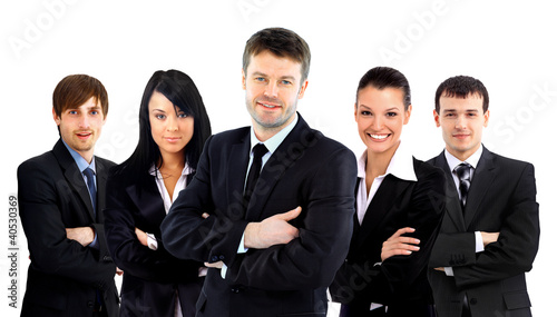 Photo: business man and his team isolated over a white business man and his team isolated over a white