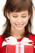happy teenage girl with gift box happy teenage girl with gift box