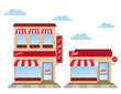 cafe and shop store fronts