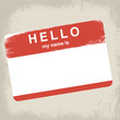 hello my name is label vector illustration