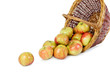 apples pour out from a basket apples pour out from a basket
