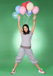 happy cute woman with balloons happy cute woman with balloons